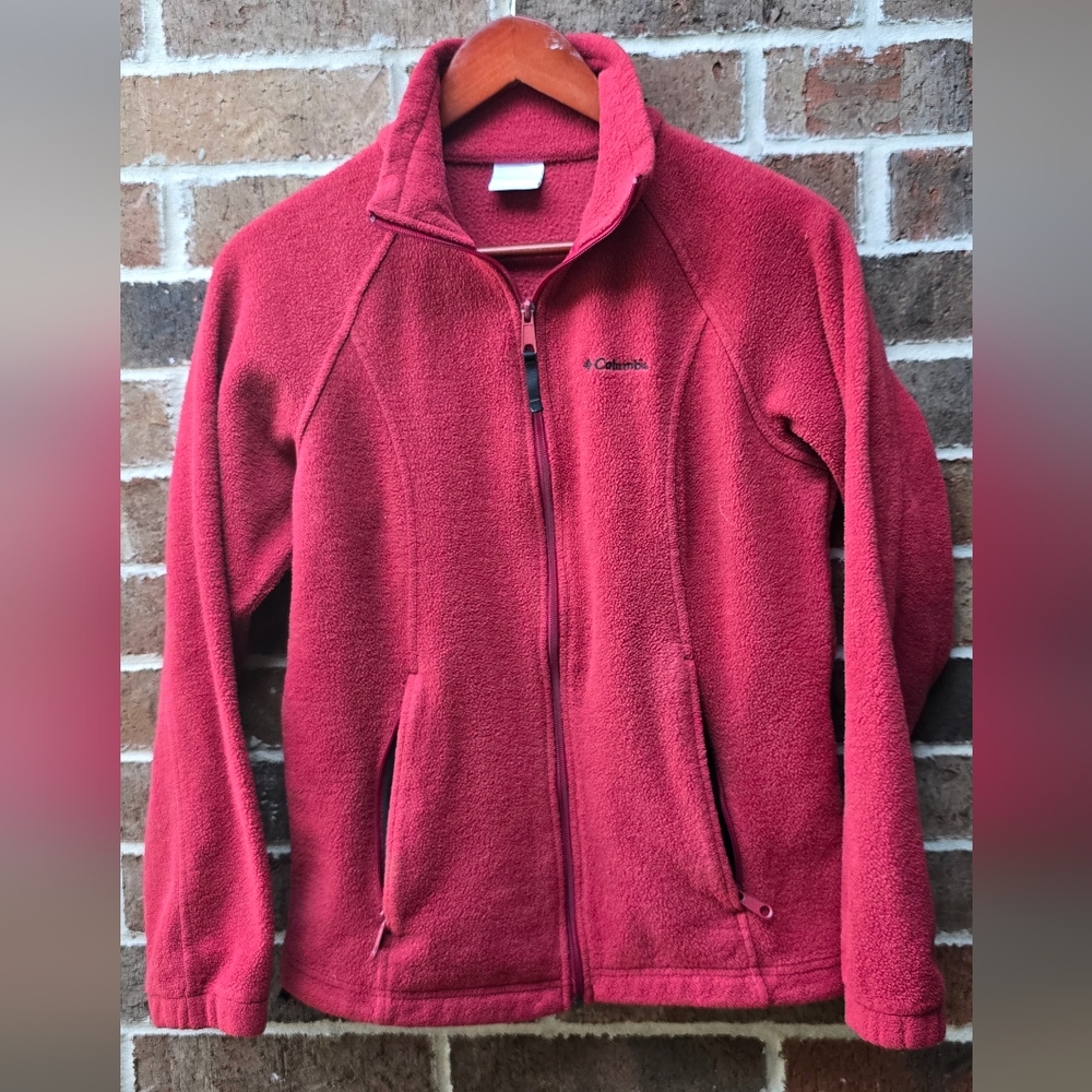 Columbia Sportswear Red Full Zip Fleece Jacket Women’s Small | Cozy Lightweight